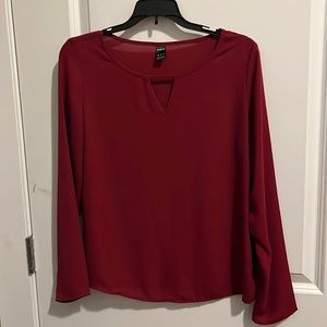 Dark red key hole blouse